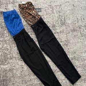 Express Strapless Jumpsuits - Blue/Black and Leopard print/Black - Set of 2 - XS
